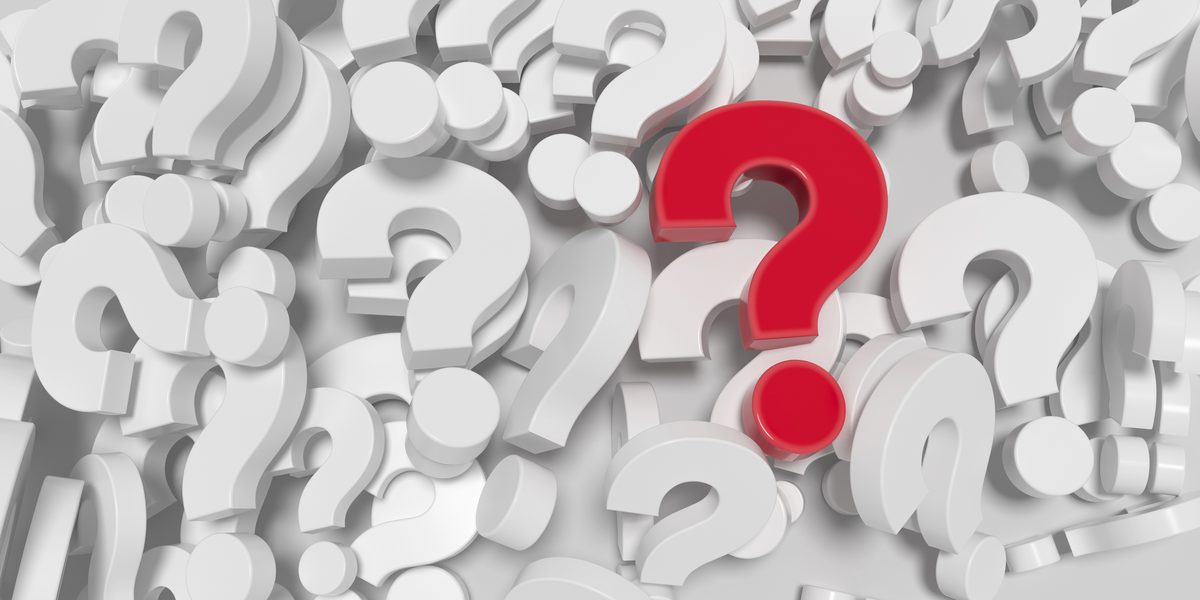 A cluster of question mark symbols with one highlighted